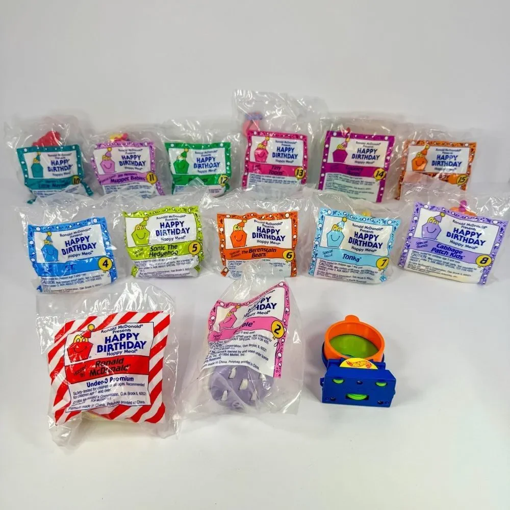 1994 McDonalds Happy Birthday Train  Happy Meal Toy Set | 90s Near Complete + U3